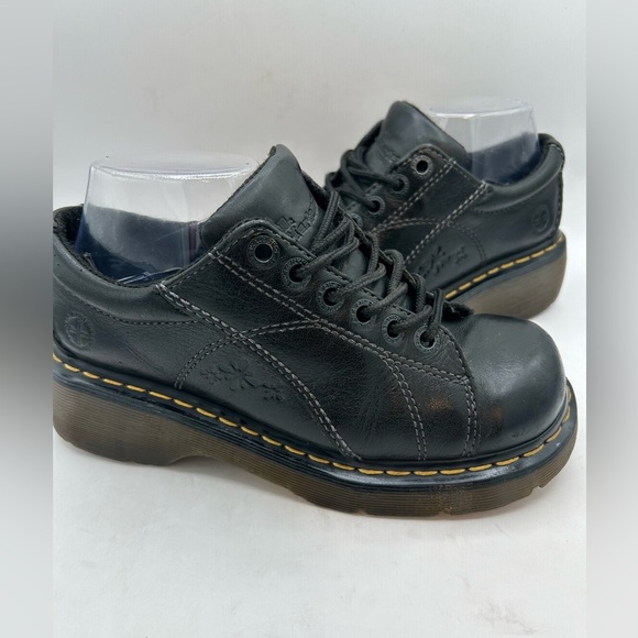 RARE DAISY Flower Dr. Martens  Chunky Black Leather 12283 Oxford Boot WMS Sz 7 - Picture 5 of 15